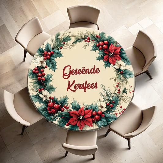 Joyful Christmas Round Tablecloth