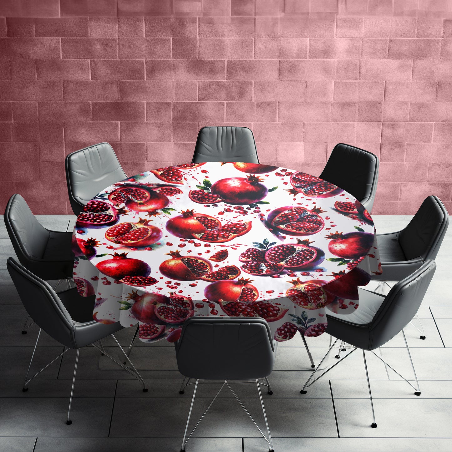 Juicy Pomegranate Round Tablecloth by Mark van Vuuren