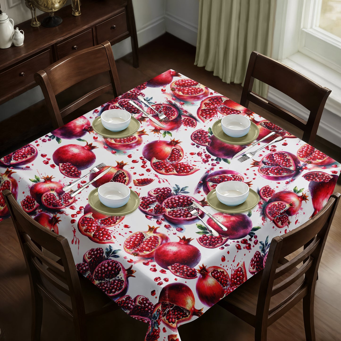 Juicy Pomegranate Square Tablecloth by Mark van Vuuren