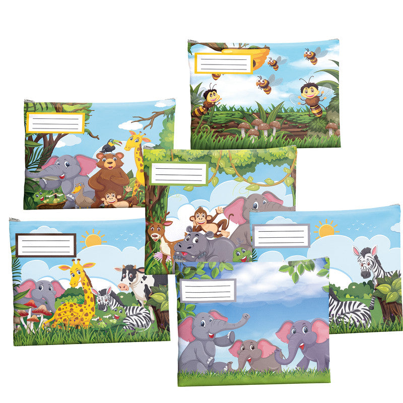 Jungle Animals Subject Savvy Book Bags Set of 6