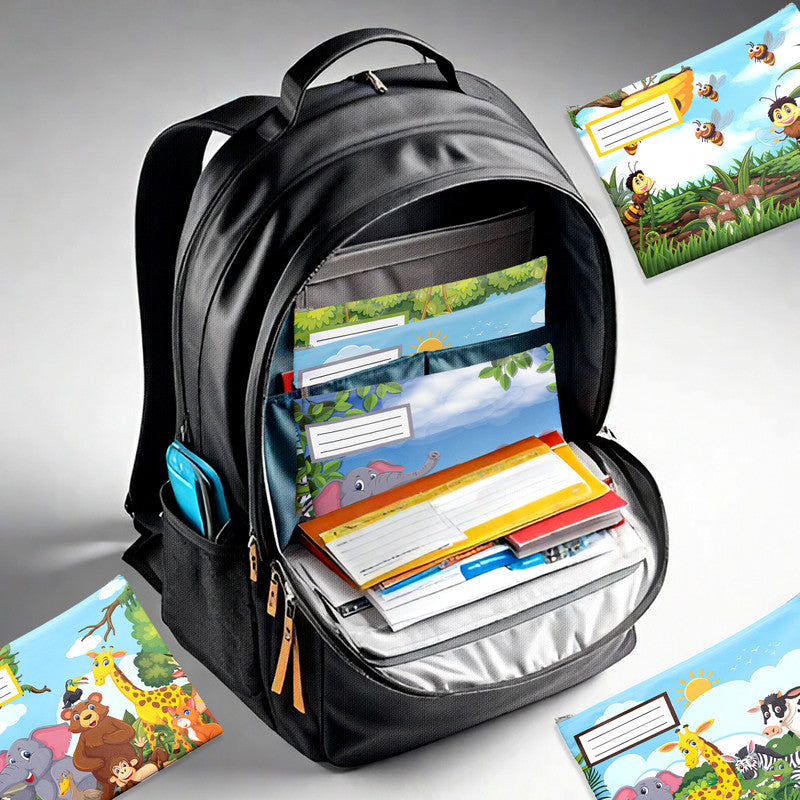 Jungle Animals Subject Savvy Book Bags Set of 6