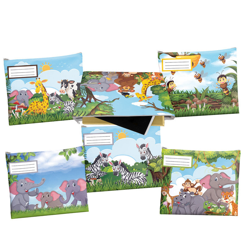 Jungle Animals Subject Savvy Book Bags Set of 6