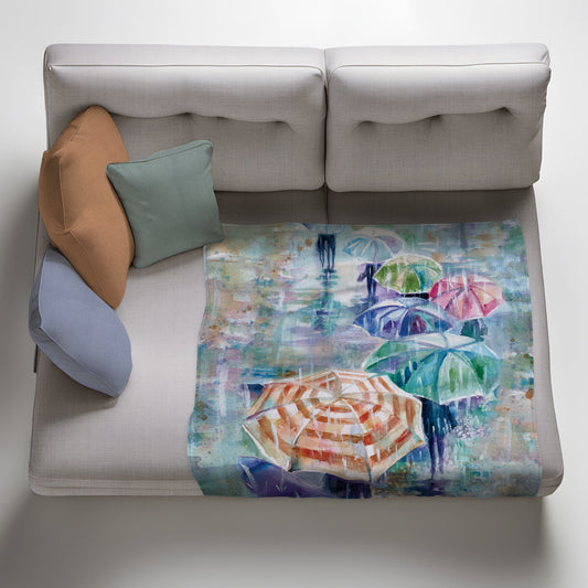 Sea of Umbrellas Light Weight Fleece Blanket By Kristin van Lieshout