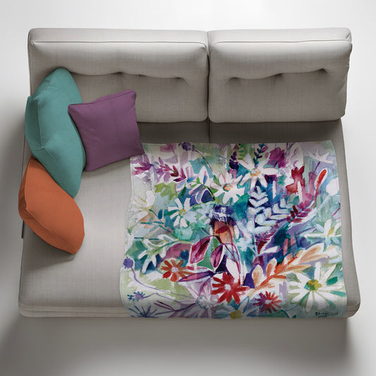 Wildflowers Light Weight Fleece Blanket By Kristin van Lieshout