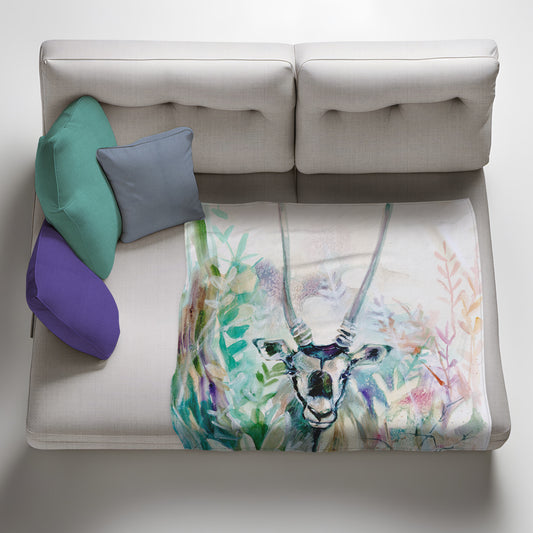 Gemsbok Light Weight Fleece Blanket by Kristin Van Lieshout
