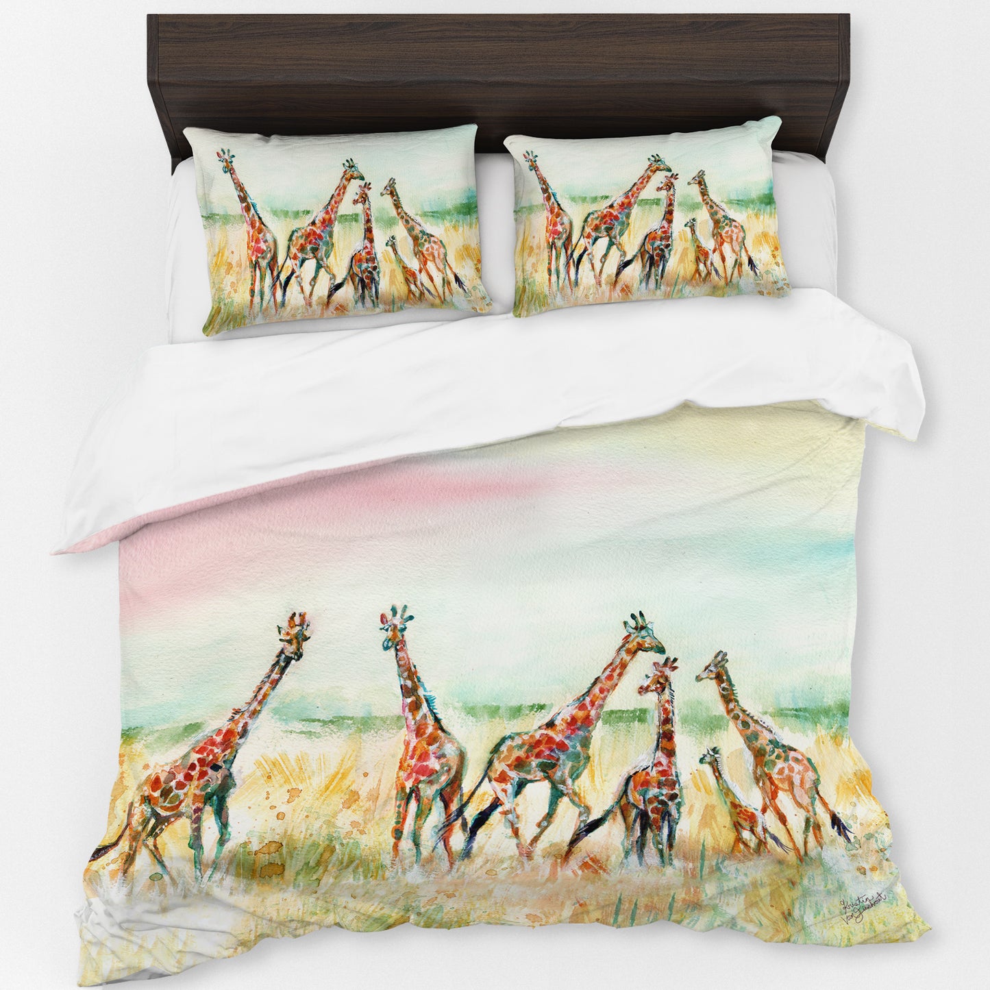 Giraffe Family By Kristin Van Lieshout Duvet Cover Set
