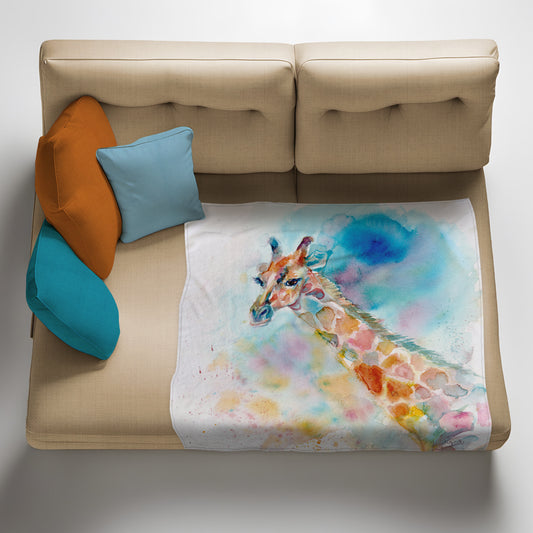 Giraffe Light Weight Fleece Blanket by Kristin Van Lieshout