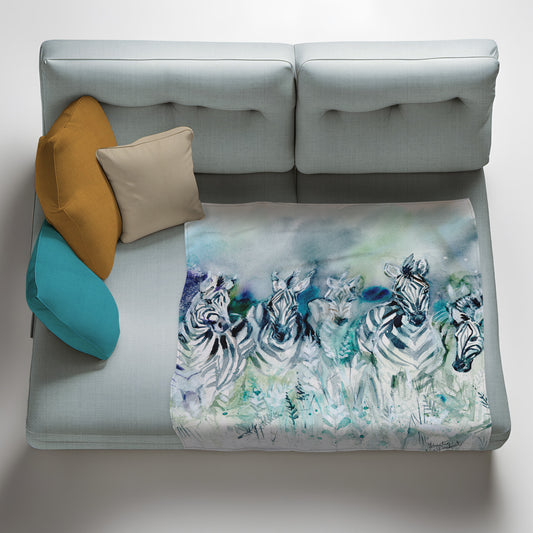 Zebras Light Weight Fleece Blanket by Kristin Van Lieshout