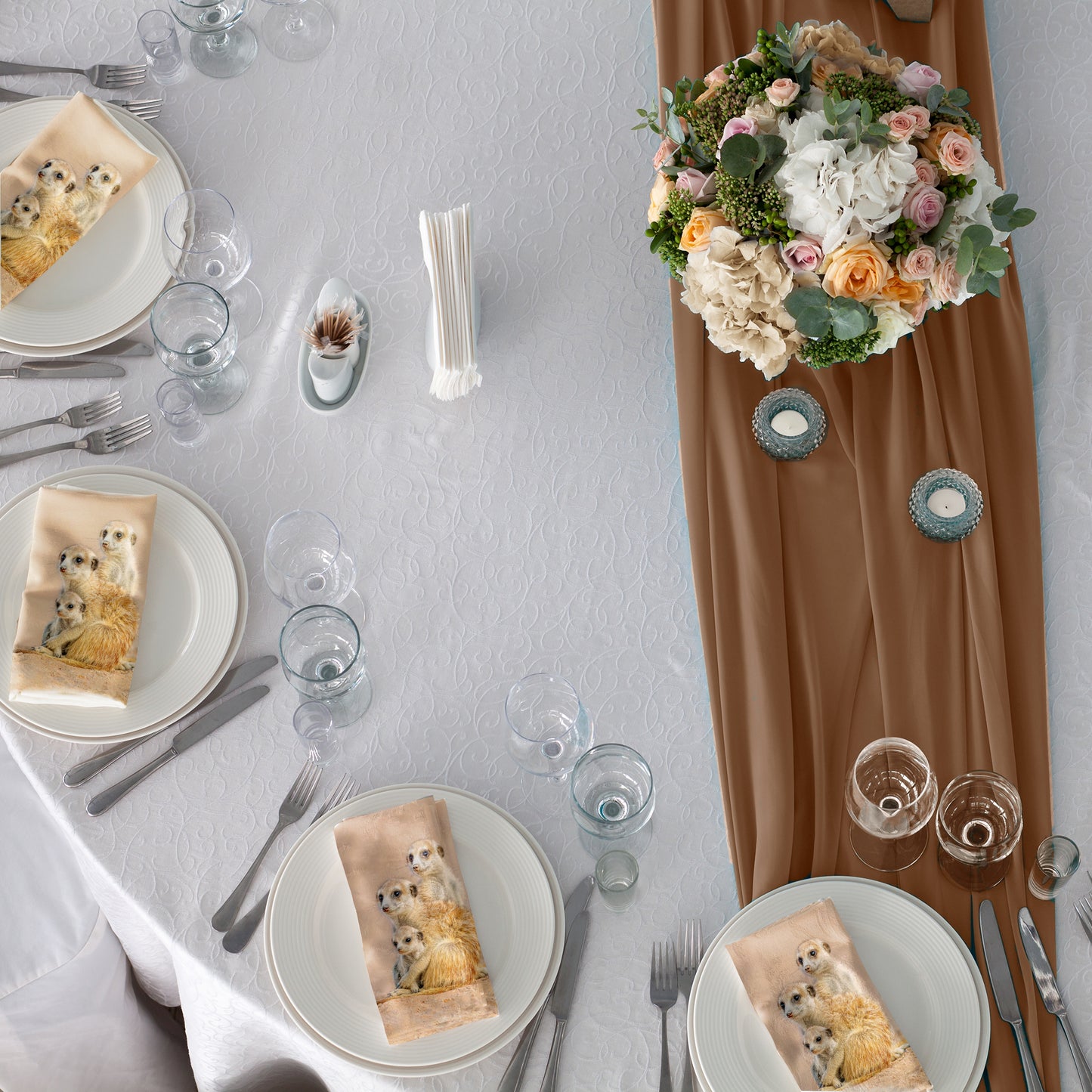 Kalahari Meerkat Family Napkins by Fanie Heymans