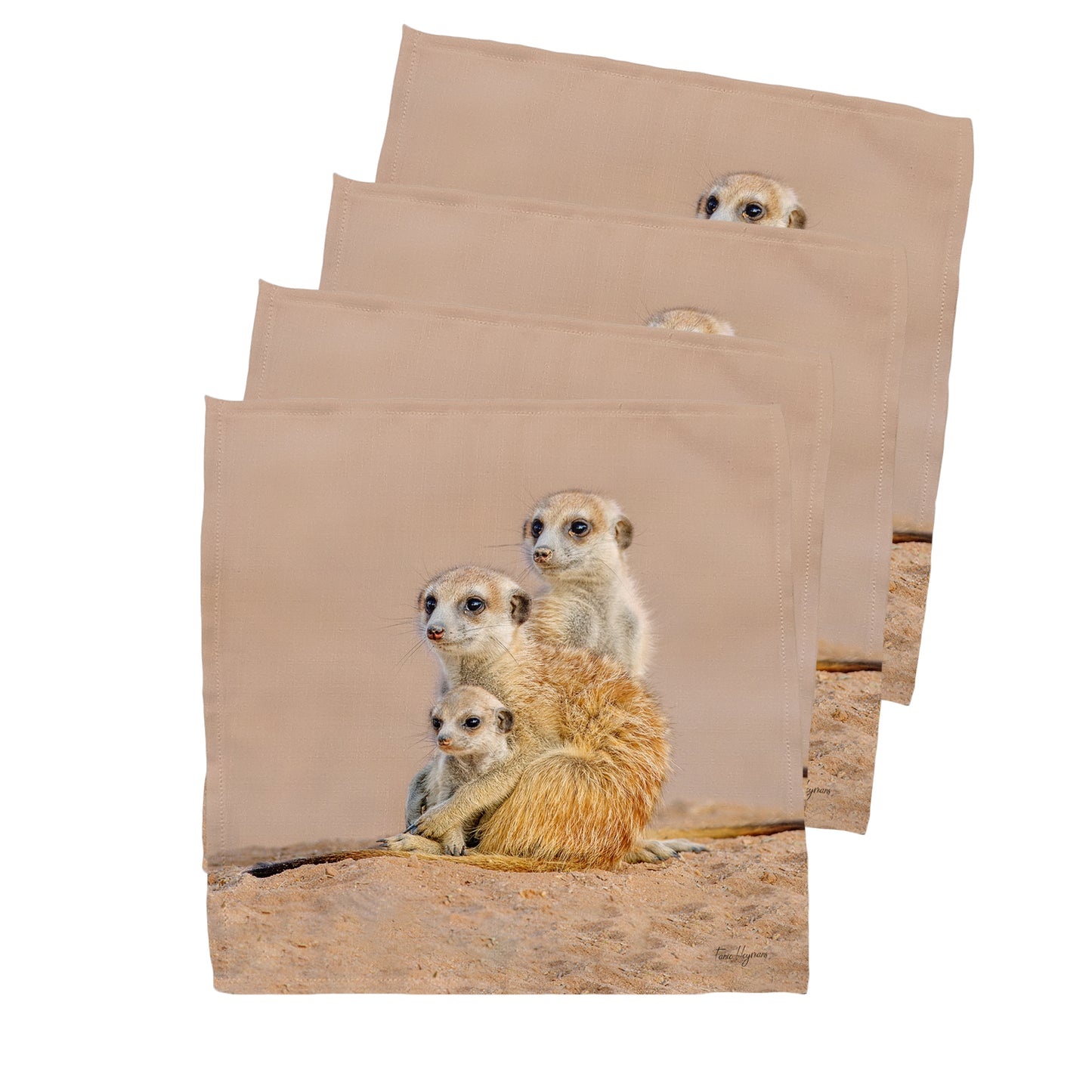 Kalahari Meerkat Family Napkins by Fanie Heymans