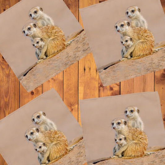 Kalahari Meerkat Family Napkins by Fanie Heymans