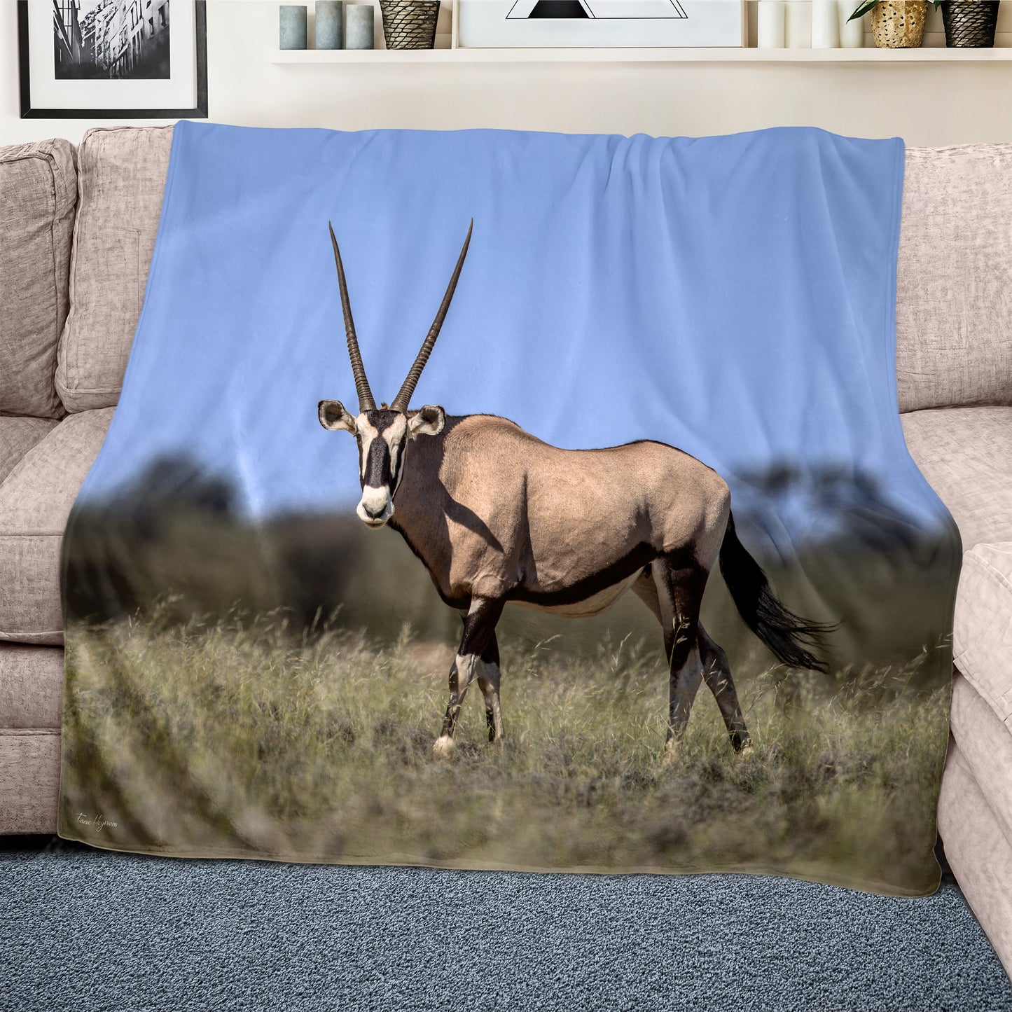 Kgalagadi Gemsbok Light Weight Fleece Blanket by Fanie Heymans