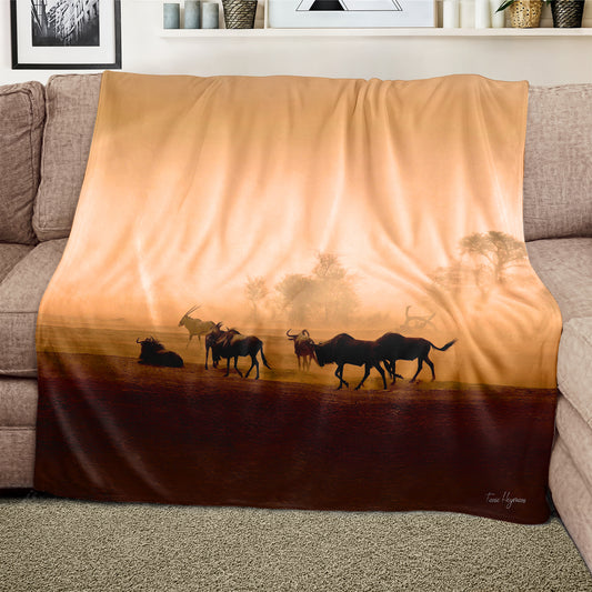 Kgalagadi Landscape Rain Storm Light Weight Fleece Blanket by Fanie Heymans