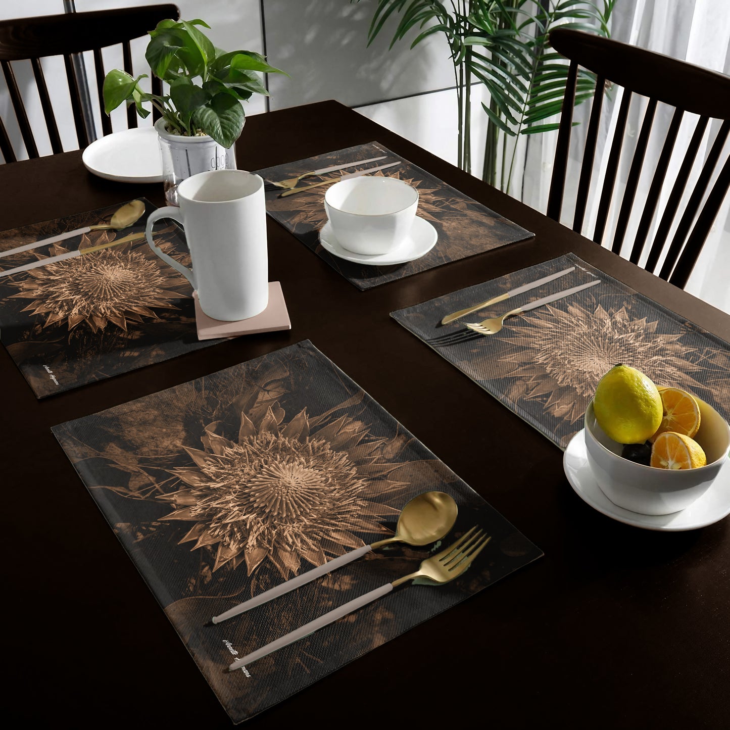 King Protea Sepia Placemats by Annette Heymans