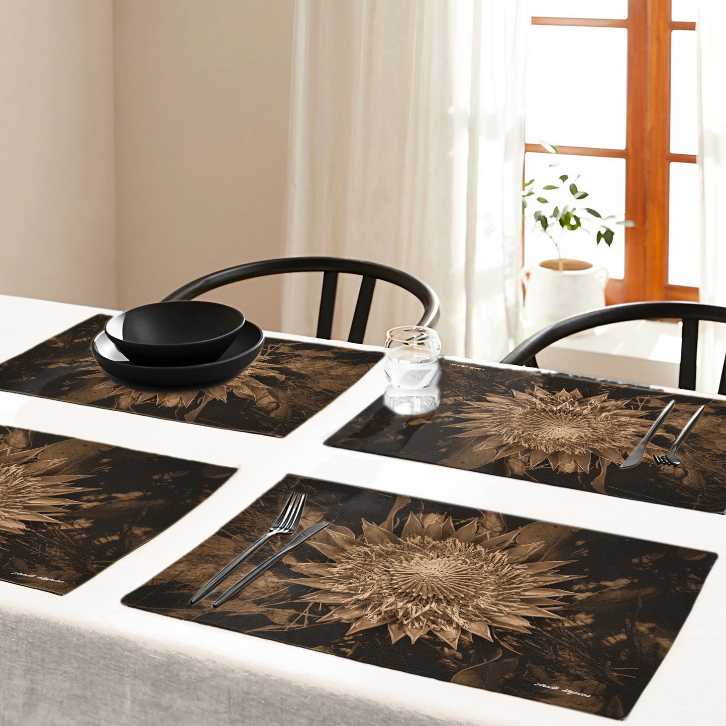 King Protea Sepia Placemats by Annette Heymans