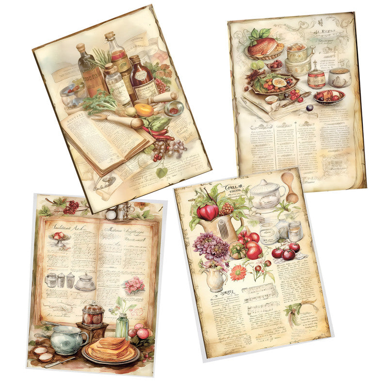 Kitchen Cook Book Decoupage A3