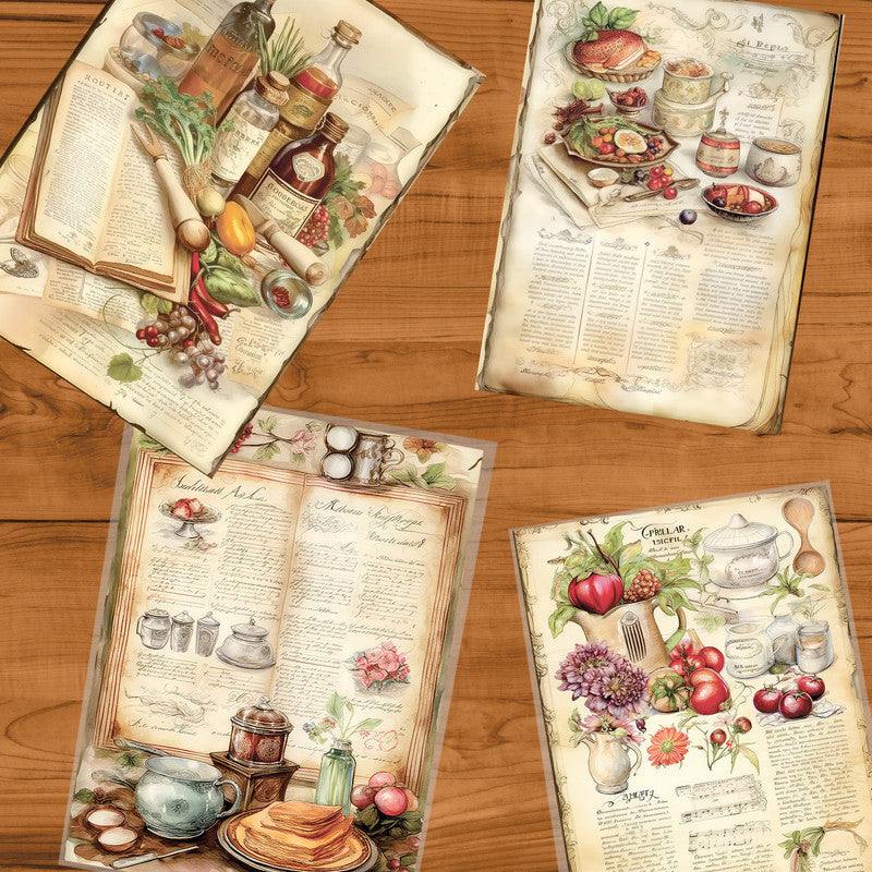 Kitchen Cook Book Decoupage A3