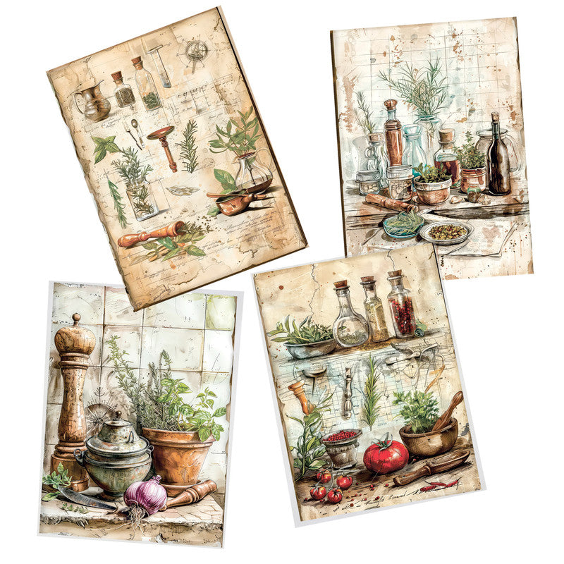 Kitchen Herb Mixers Decoupage A3