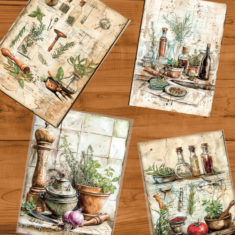 Kitchen Herb Mixers Decoupage A3