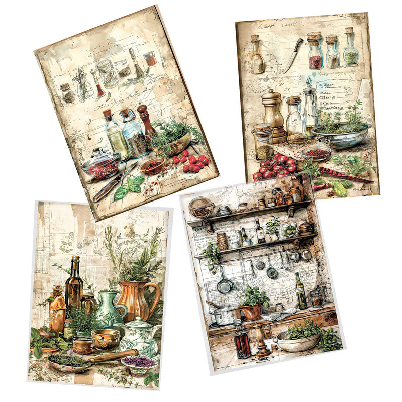 Kitchen Spices Decoupage A3