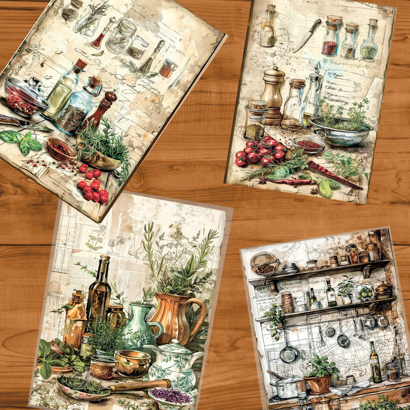 Kitchen Spices Decoupage A3