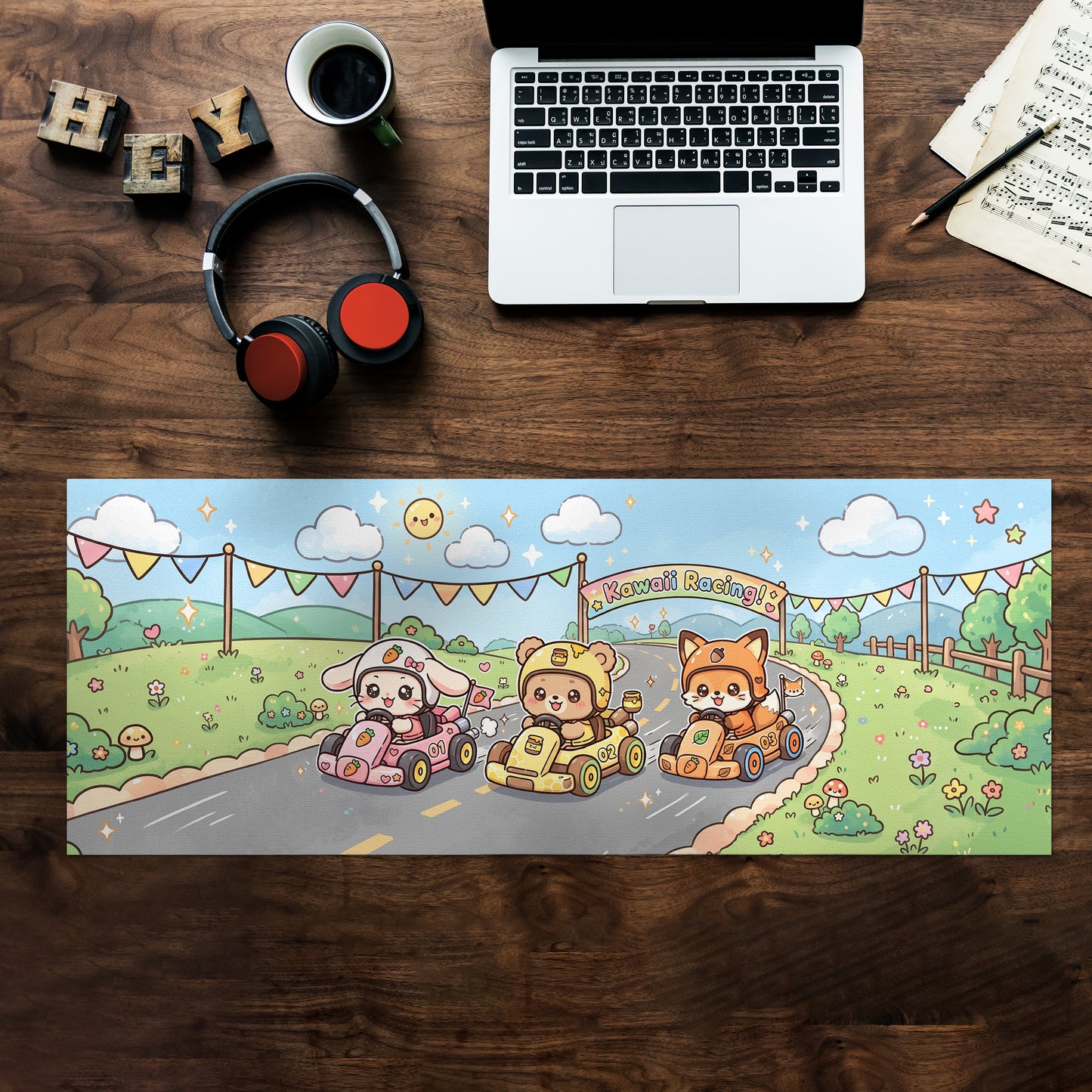 Kitten Race Desk Pad