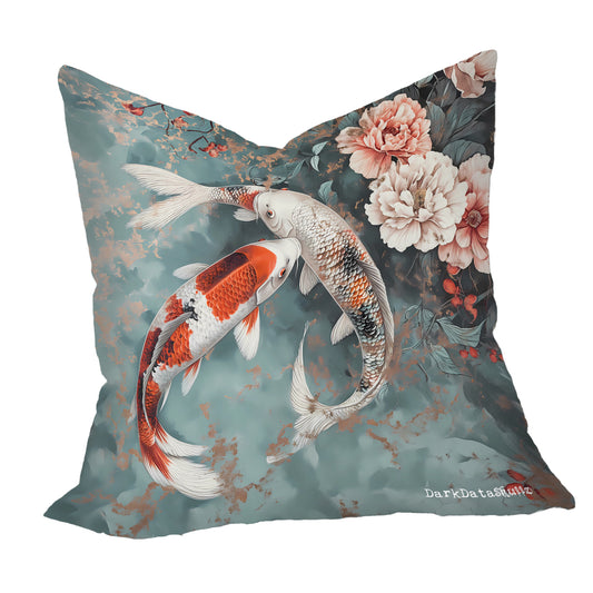 Koi Fish in Flower Pond Square Luxury Scatter By Wikus Schalkwyk