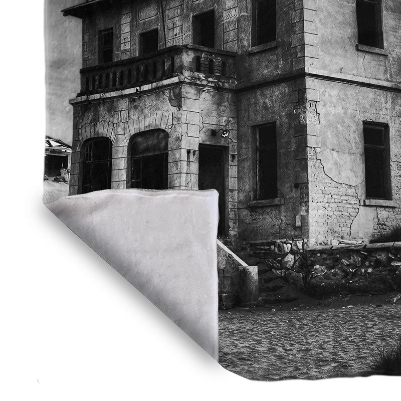 Kolmanskop Ghost Buildings Black and White Light Weight Fleece Blanket By Fanie Heymans