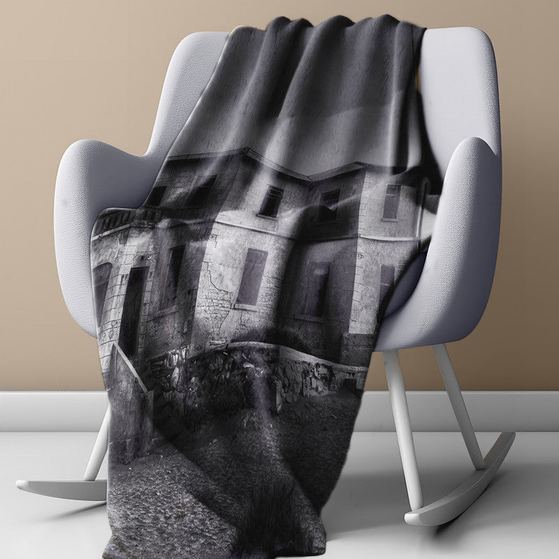 Kolmanskop Ghost Buildings Black and White Light Weight Fleece Blanket By Fanie Heymans
