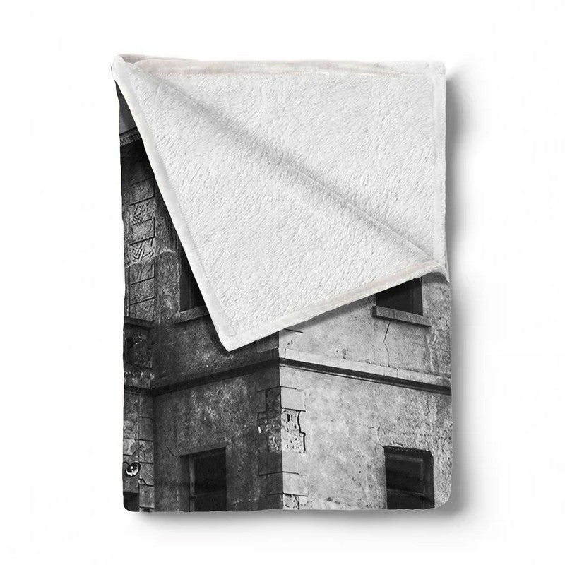 Kolmanskop Ghost Buildings Black and White Light Weight Fleece Blanket By Fanie Heymans
