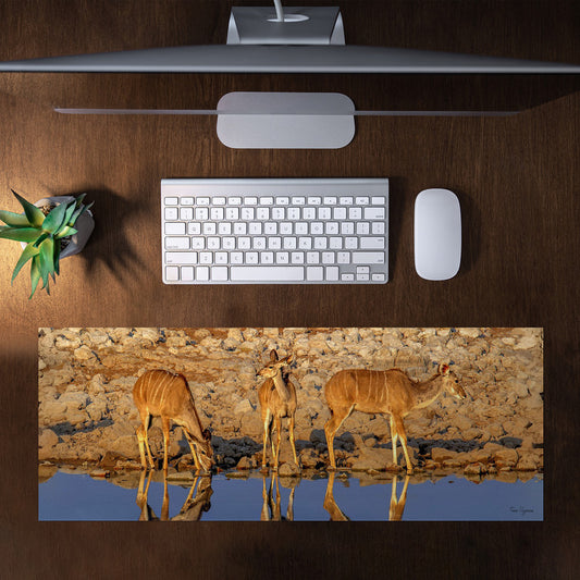 Kudu Drinking Water Desk Pad by Fanie Heymans