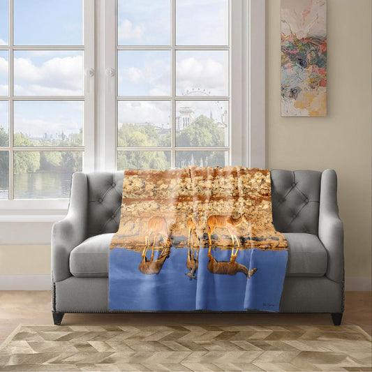 Kudu Drinking Water Light Weight Fleece Blanket by Fanie Heymans