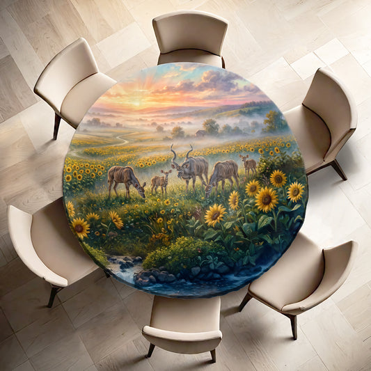 Kudu at Sundown Round Tablecloth