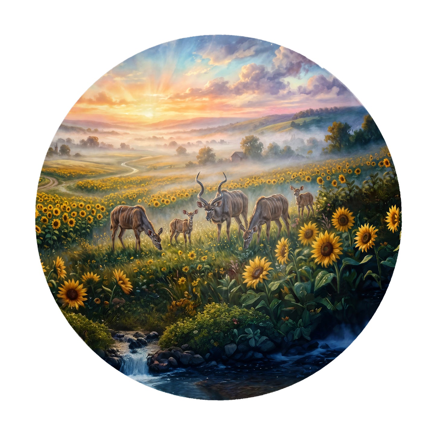 Kudu at Sundown Round Tablecloth