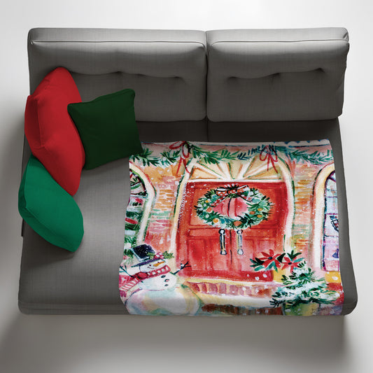 Christmas House - Light Weight Fleece Blanket by Kristin Van Lieshout