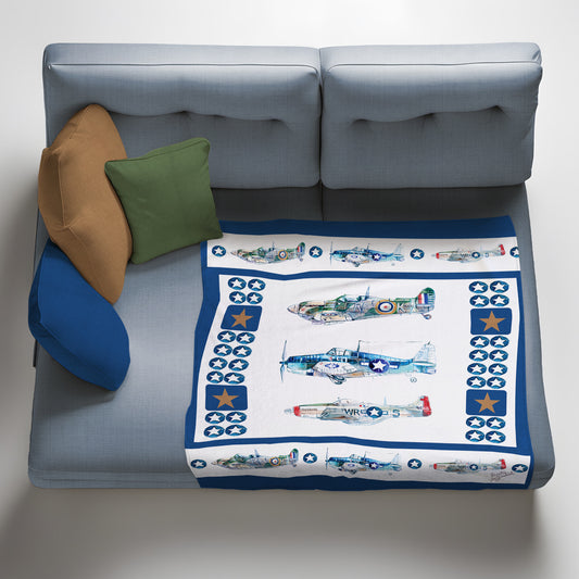 Airplane Light Weight Fleece Blanket by Kristin van Lieshout