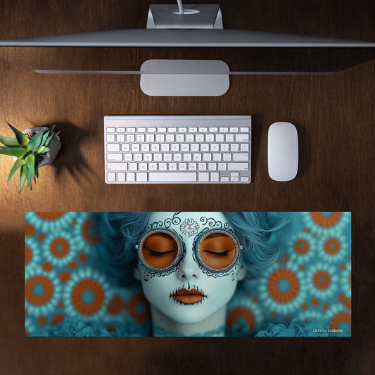 Lady in Blue Large Desk Pad by Wikus Schalkwyk