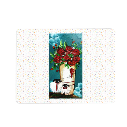 Red Floral Sheep Mouse Pad by Lanie's Art