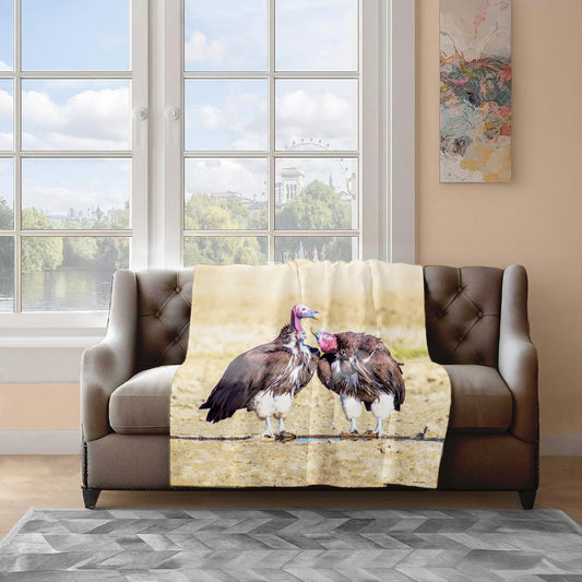 Lapped Faced Vultures Pair Light Weight Fleece Blanket by Annette Heymans
