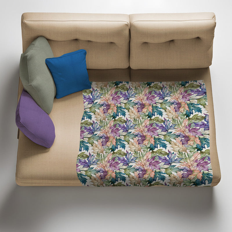 Large Leaves Light Weight Fleece Blanket