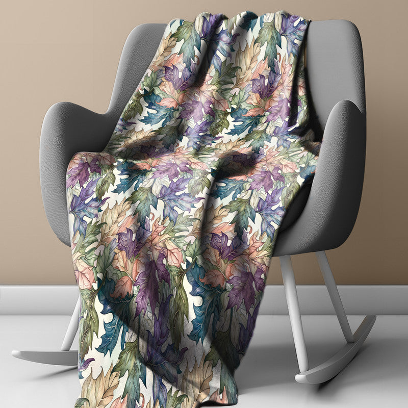 Large Leaves Light Weight Fleece Blanket
