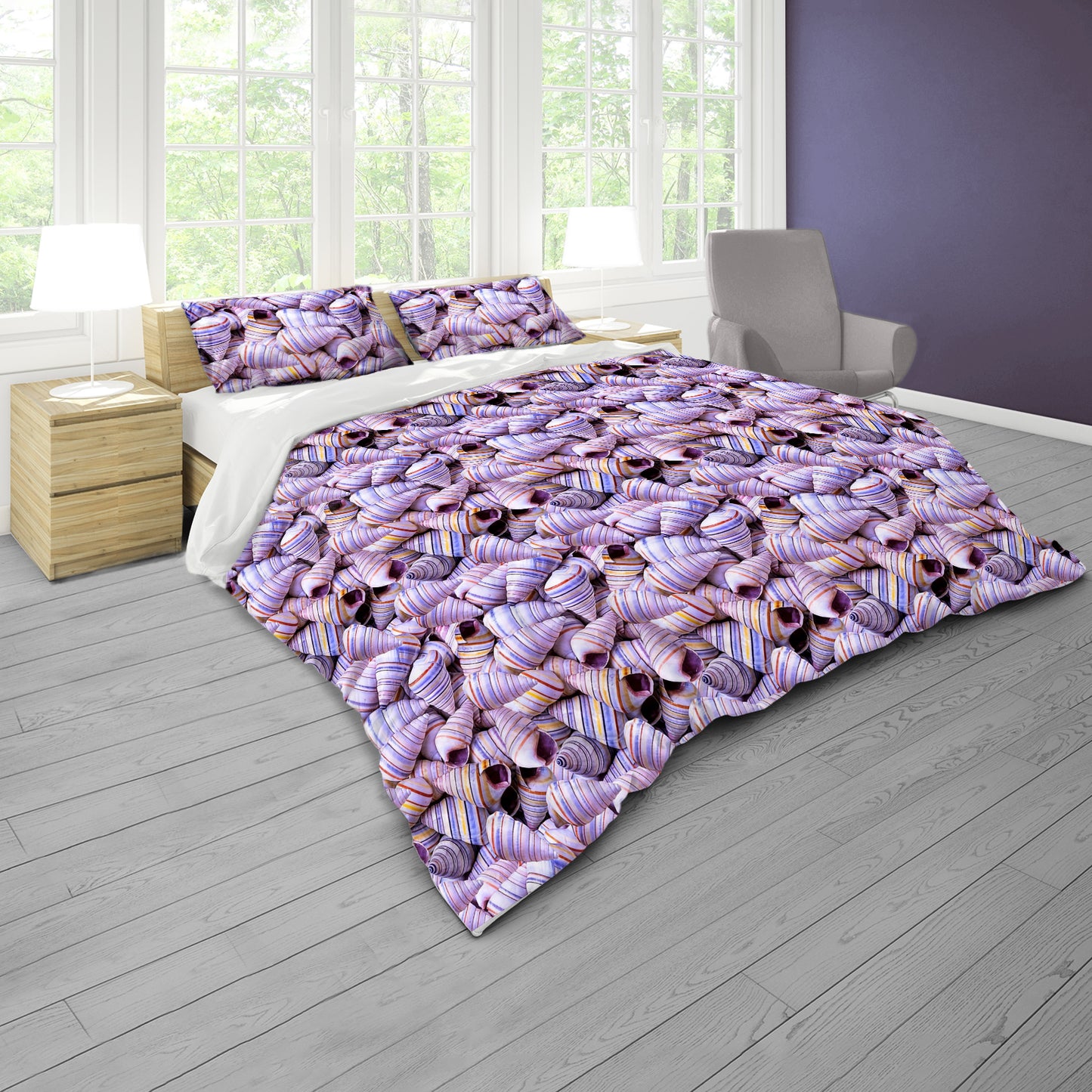 Lavender Tide Shells Duvet Cover Set