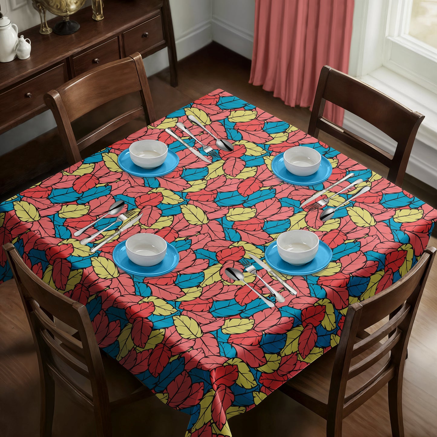 Leafscape Pink Square Tablecloth