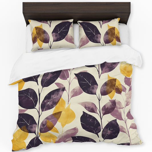 Leaves in Faded Plumb Duvet Cover Set by Wikus Schalkwyk