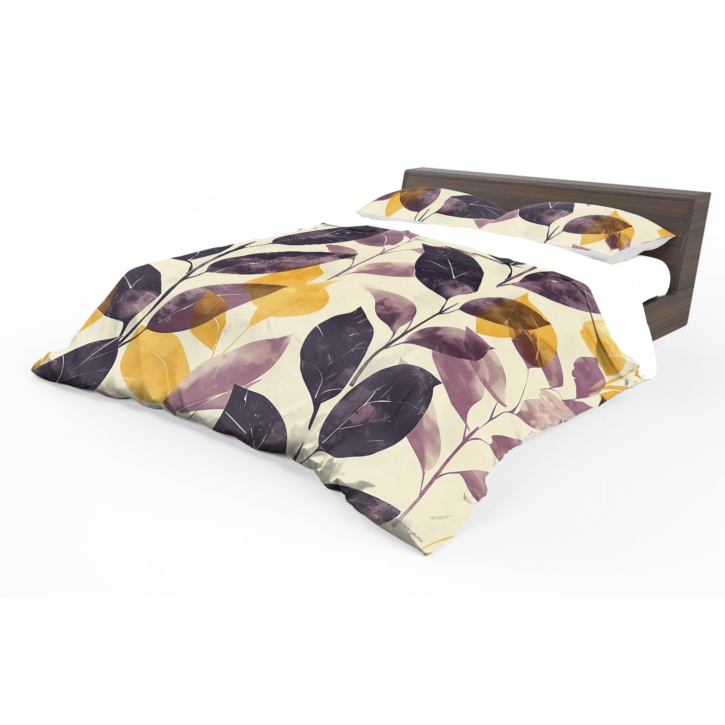 Leaves in Faded Plumb Duvet Cover Set by Wikus Schalkwyk