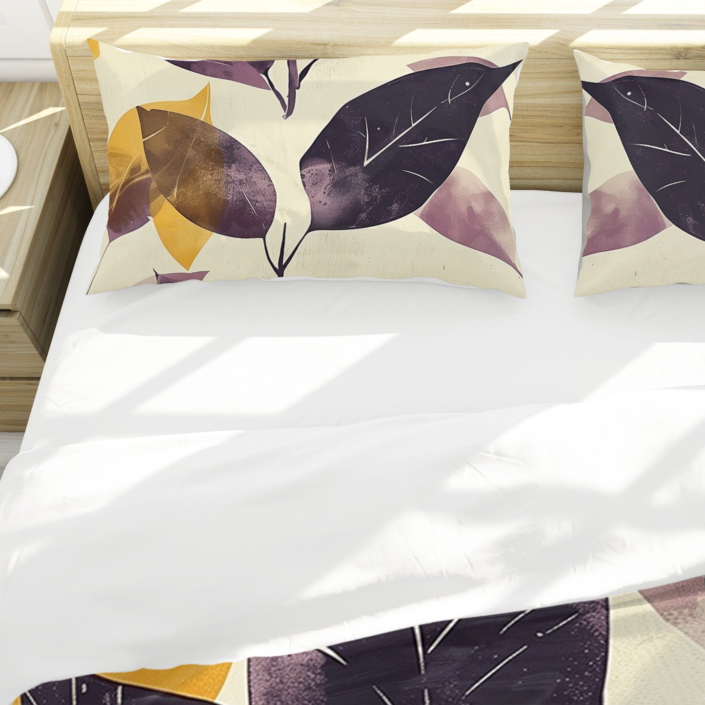 Leaves in Faded Plumb Duvet Cover Set by Wikus Schalkwyk