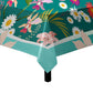 Leavy Plkants on Green Square Tablecloth