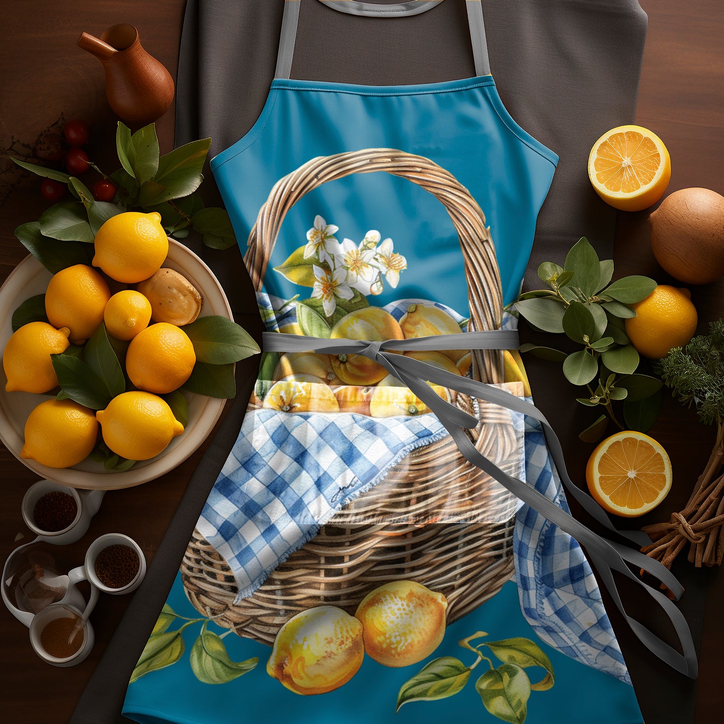 Lemon Basket on Blue Apron by Mark van Vuuren