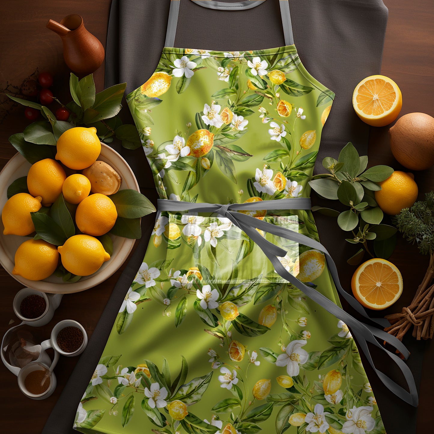 Lemon On Green Apron by Mark van Vuuren