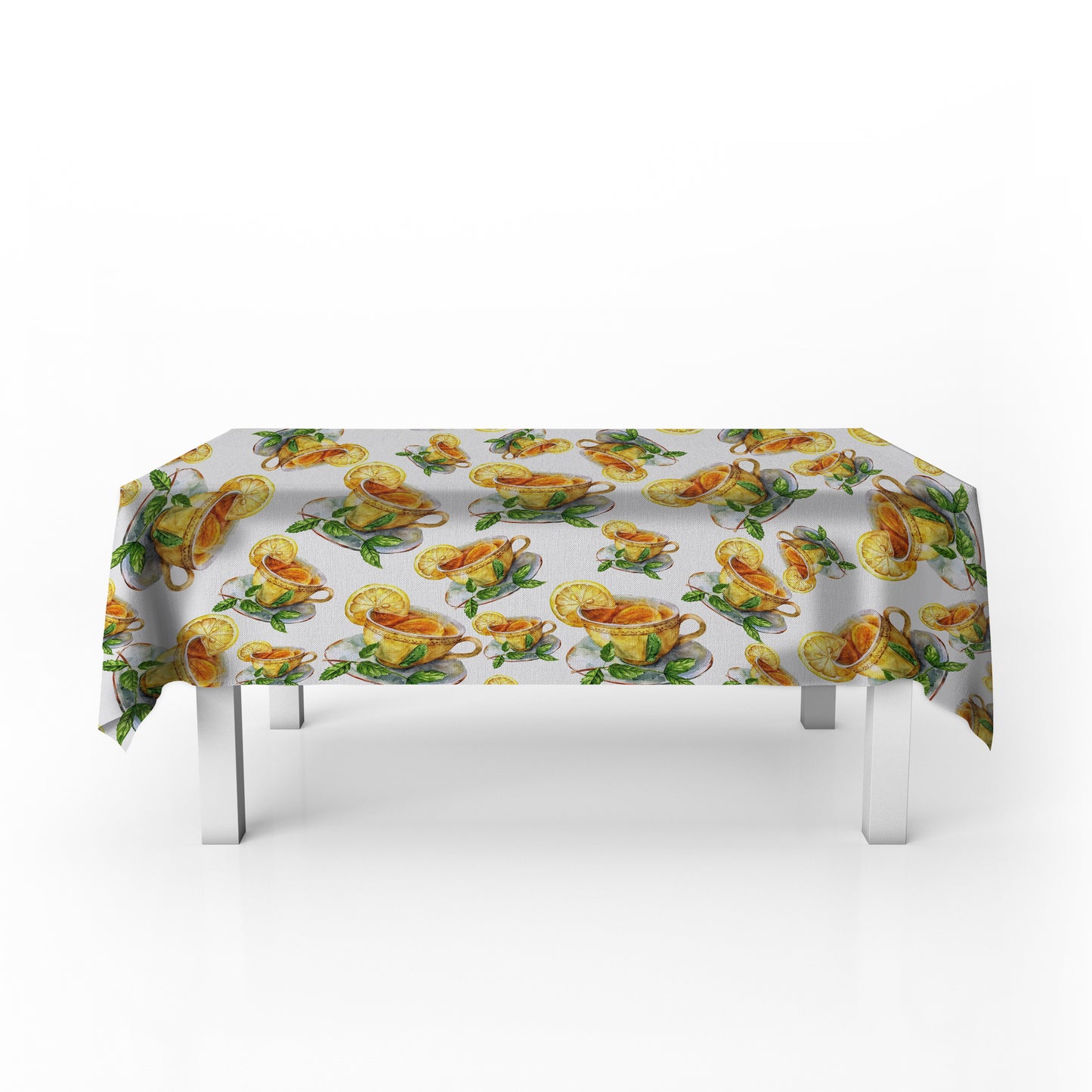 Lemon Tea on White Rectangle Tablecloth by Mark van Vuuren